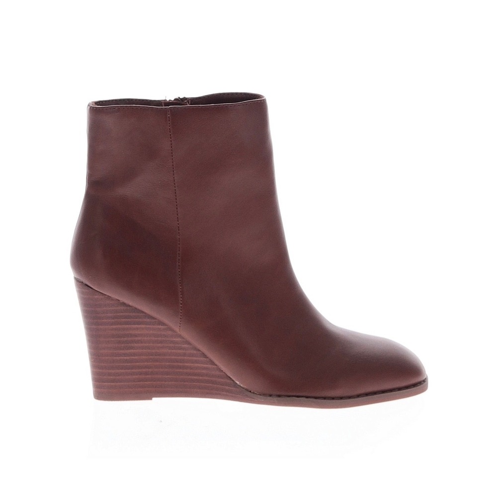 DV by Dolce Vita Rupert Wedge Ankle Boots Womens 8.5 Brown Excellent Zip Up